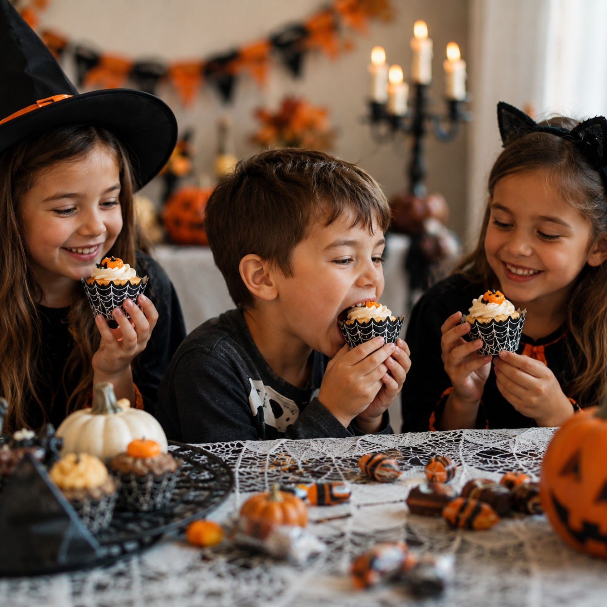120 pack Halloween cupcake liners with spider webs
