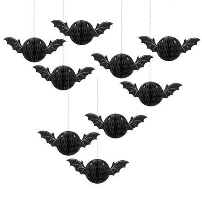 Halloween Bat Honeycomb Hanging Decorations 3 Pack
