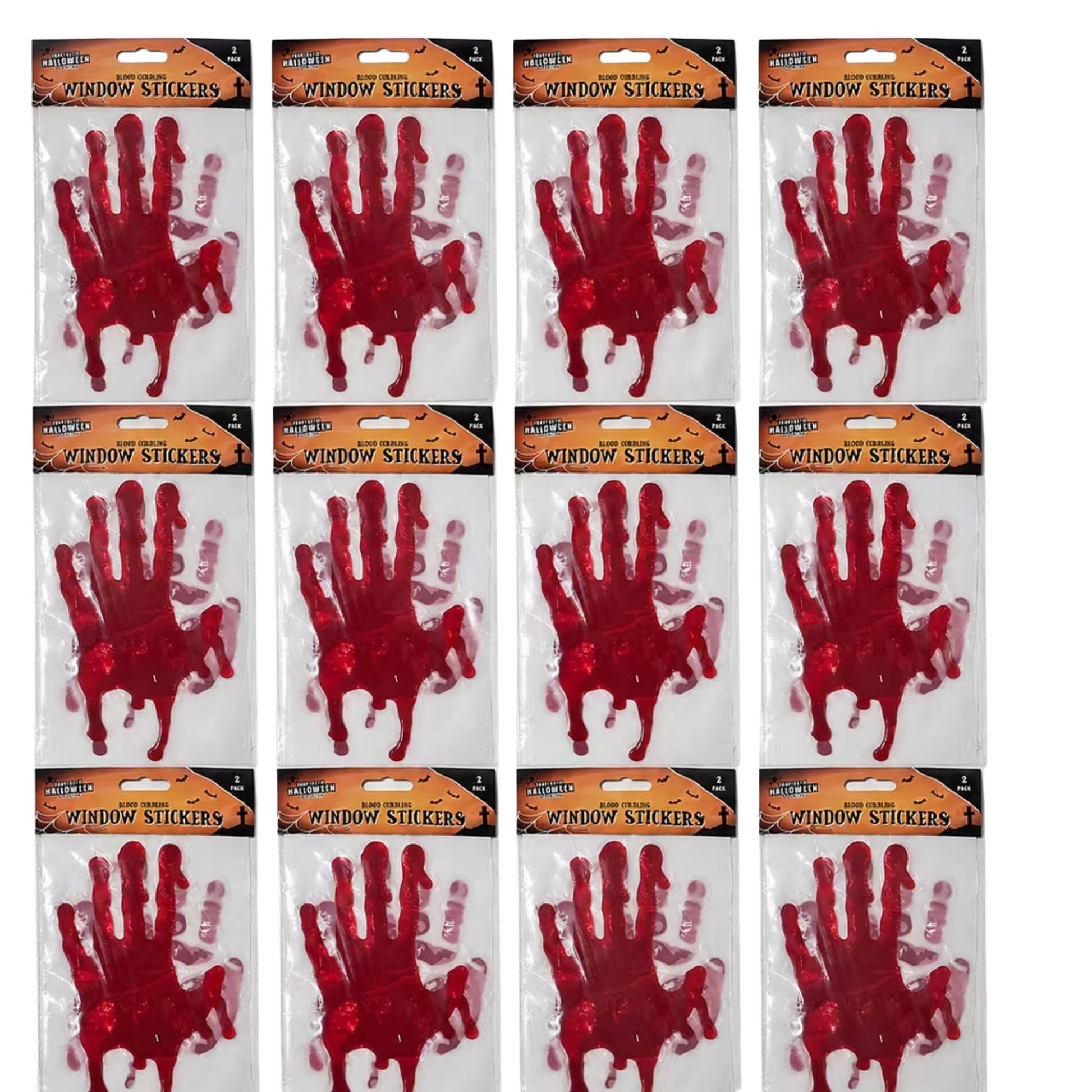 12 pack Halloween bloody handprint window stickers