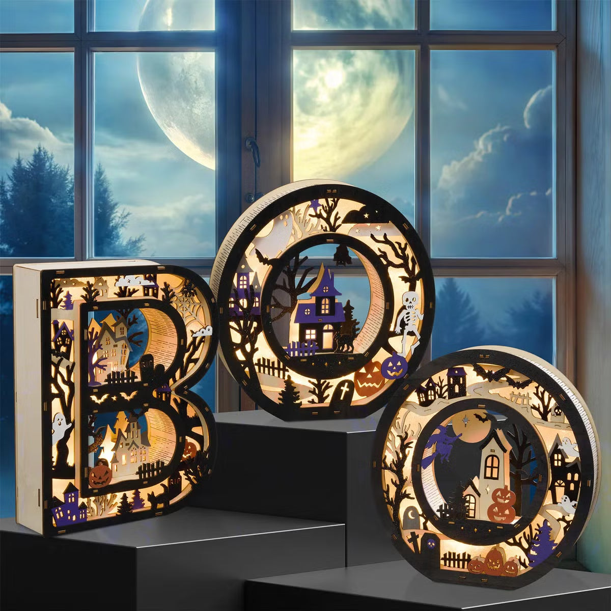 Halloween BOO LED Letters 3 Piece Set