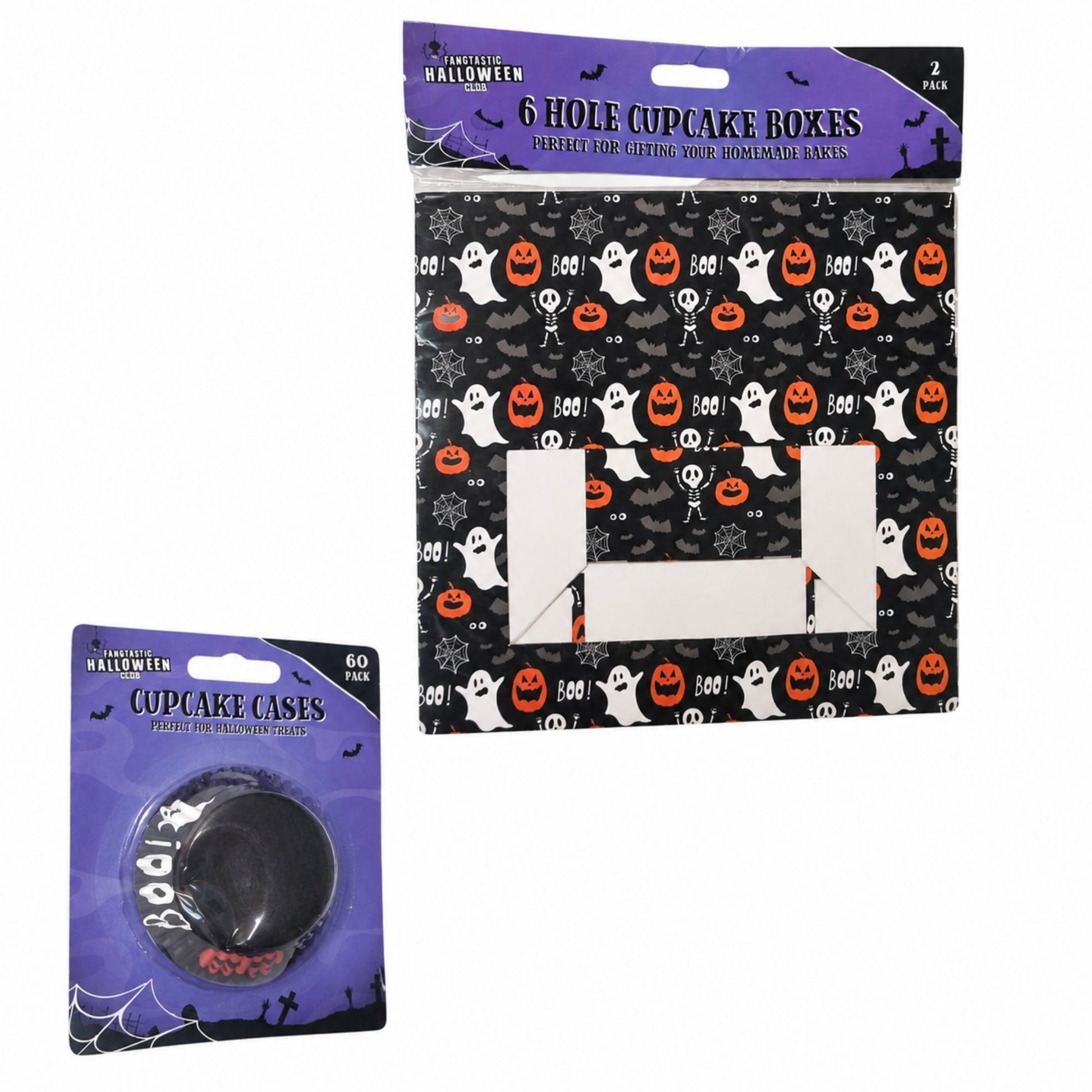 Halloween cupcake boxes and cupcake cases set