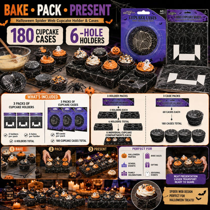 Halloween cupcake holder with spider web cases
