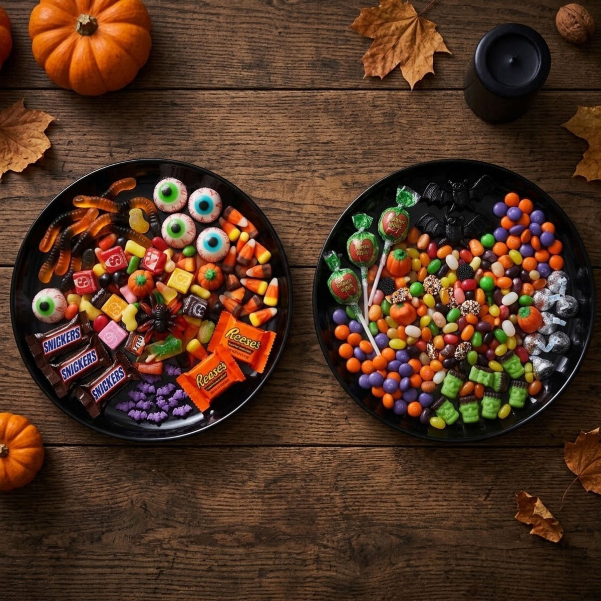 Halloween pumpkin-print plastic trays
