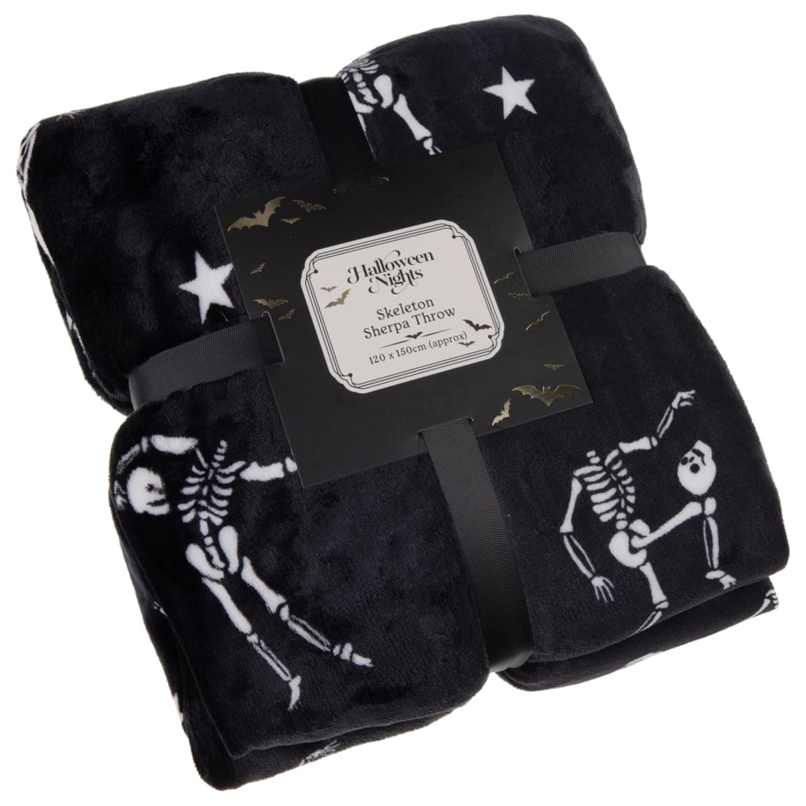 Halloween Nights Skeleton Sherpa Throw 120x150cm for cozy Halloween nights