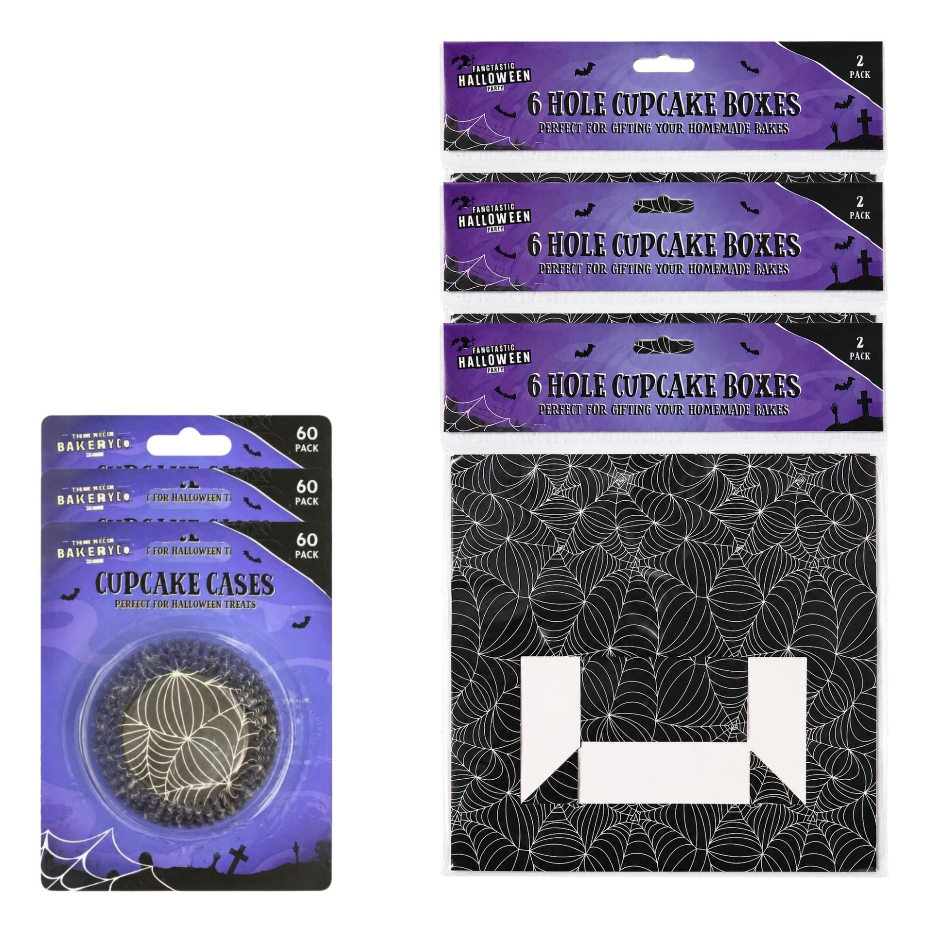 Halloween spider web cupcake holders and cases set