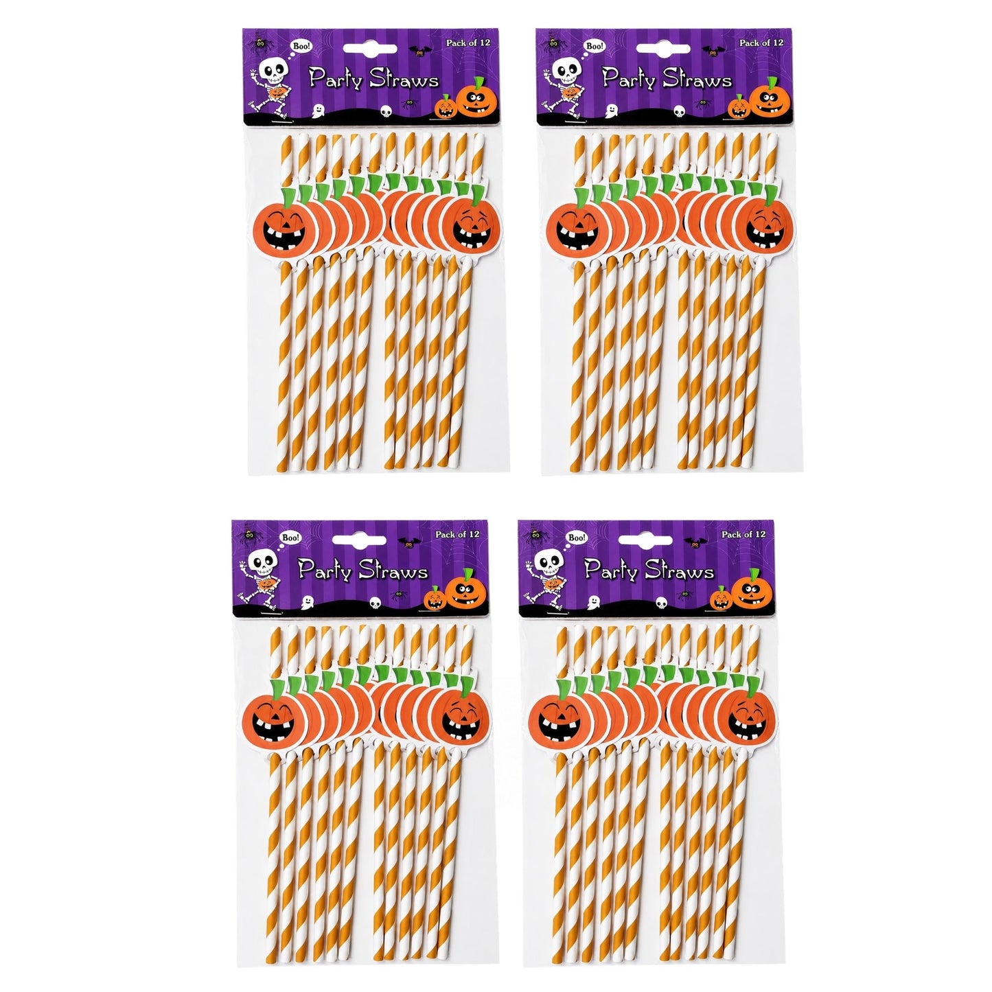 Halloween theme party paper straws 4 pack of 12