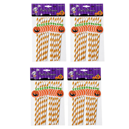 Halloween theme party paper straws 4 pack of 12