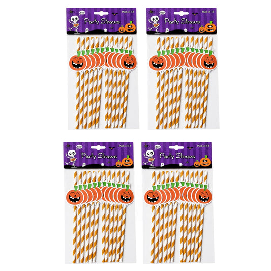 Halloween theme party paper straws 4 pack of 12