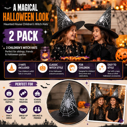 Two pack children's Halloween witch hats