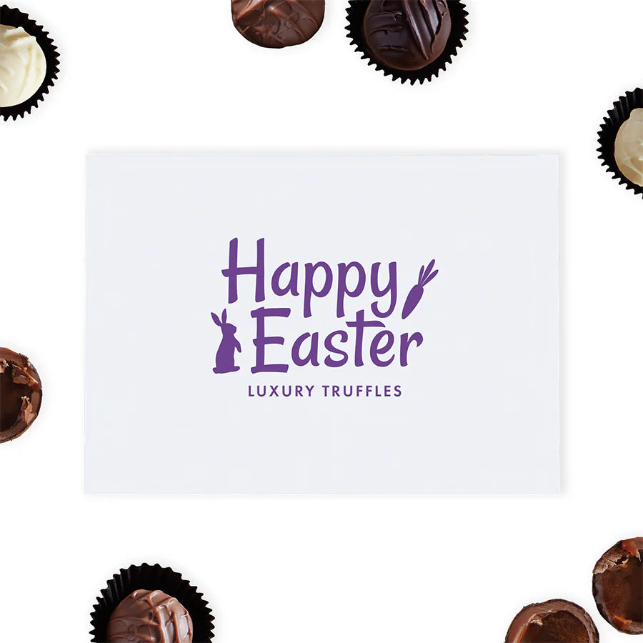 Elegant Easter gift box with “Happy Easter” and bunny foil design