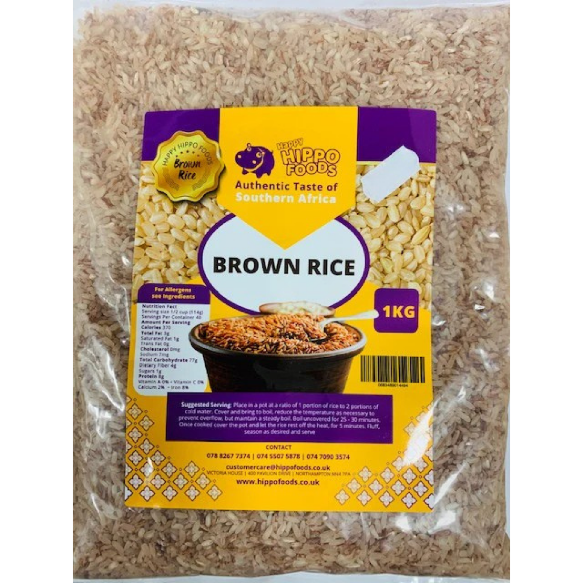 Happy Hippo Brown Rice 1kg natural rice grain