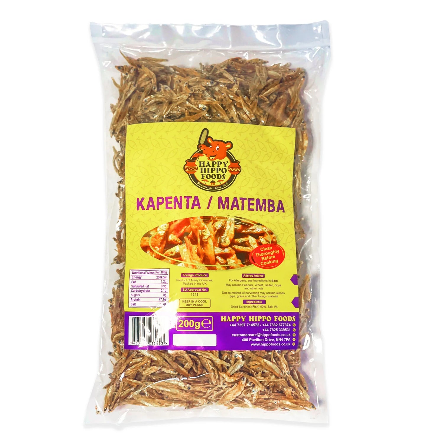 Happy Hippo Kapenta 200g dried freshwater sardines