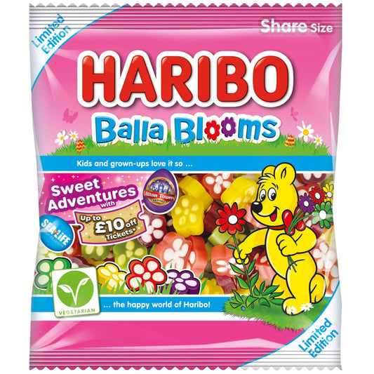 Haribo Balla Blooms 140g soft fruity gummy candies shaped like flowers for fun snacking