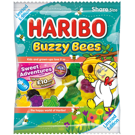 Brightly coloured bee-shaped gummies delivering sweet, chewy enjoyment