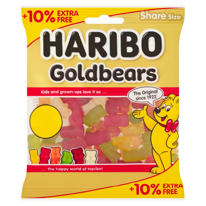 Fruity gummy bears in lemon, orange, pineapple, raspberry, strawberry