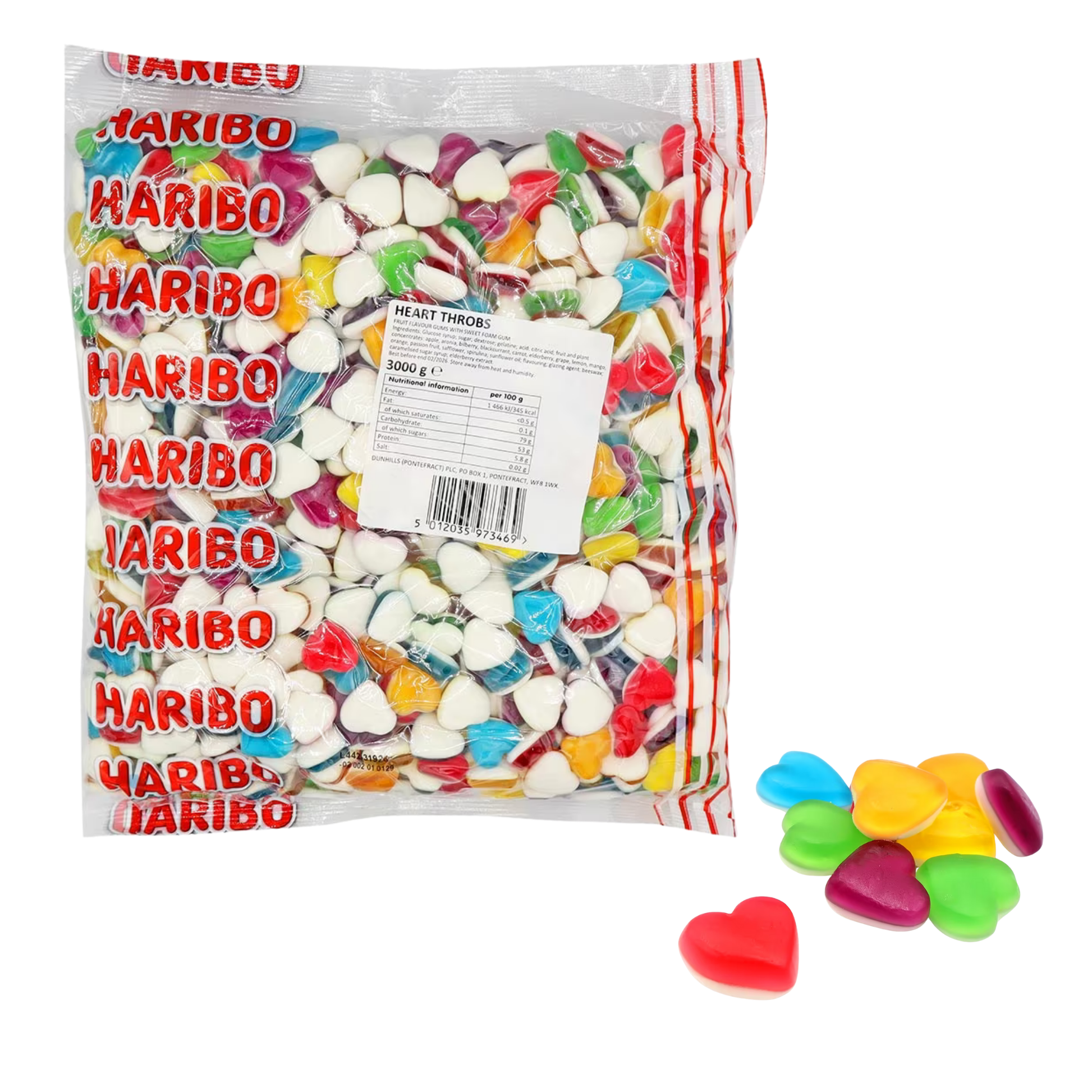Haribo Heart Throbs limited edition rainbow jelly hearts 3kg bag