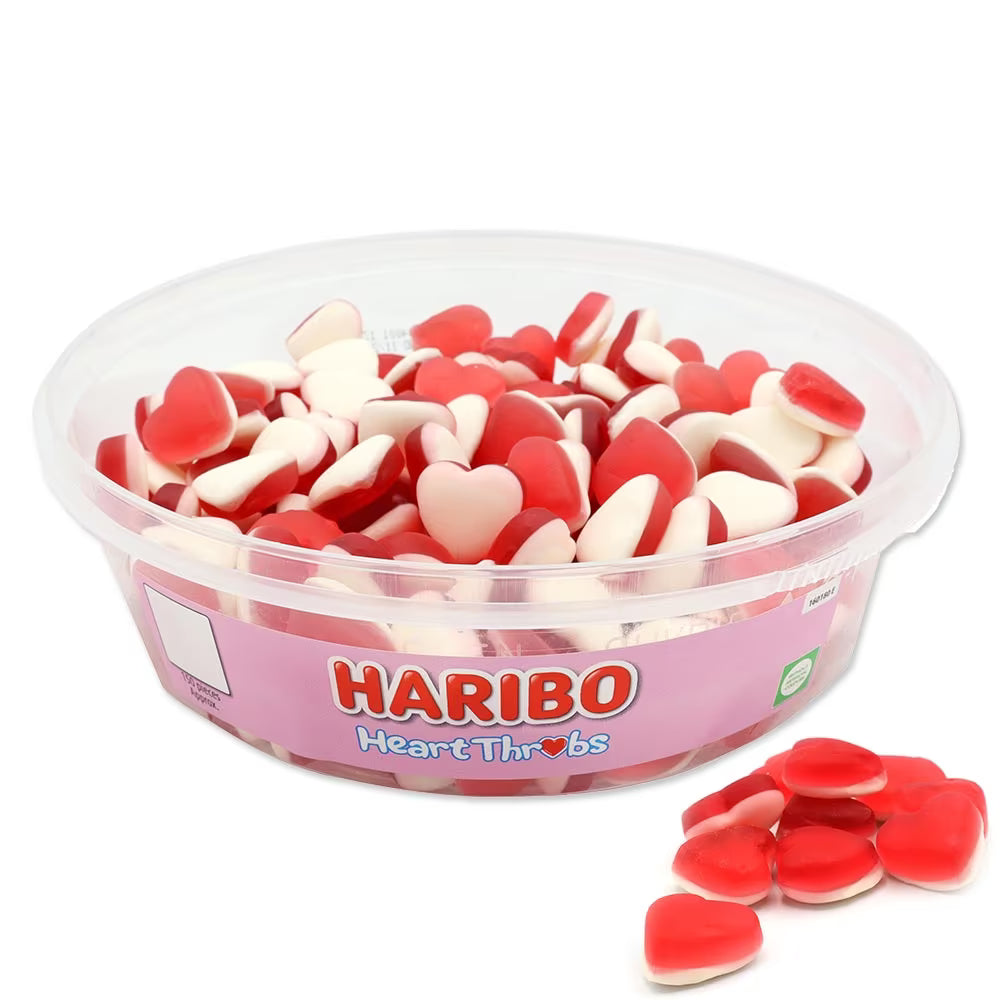 Haribo Heart Throbs Tub 480g fruity gummy hearts