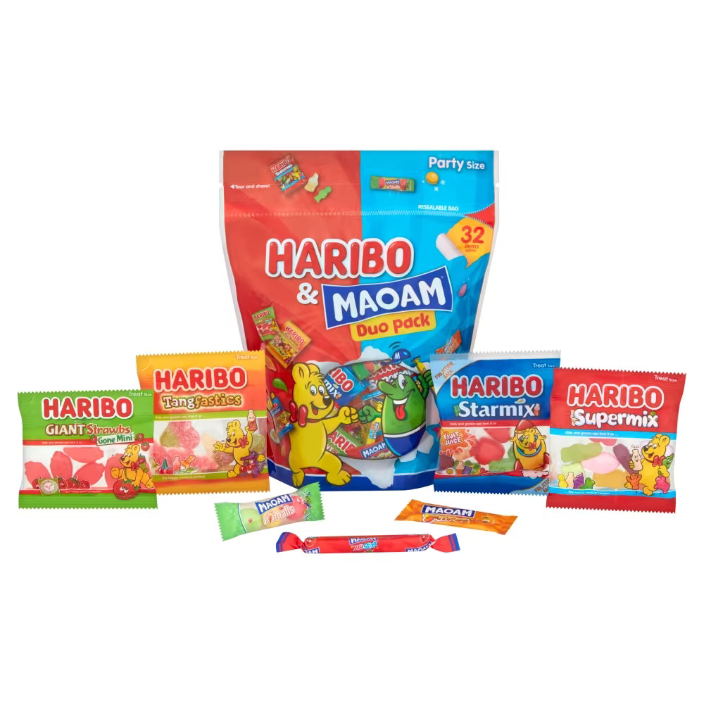 Haribo and Maoam 32 mini bags for parties, Halloween, and Christmas