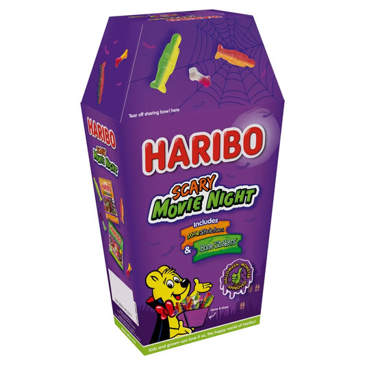 Haribo Scary Movie Night Gift Box 380g with Sour Skeletons and Bone Shakers