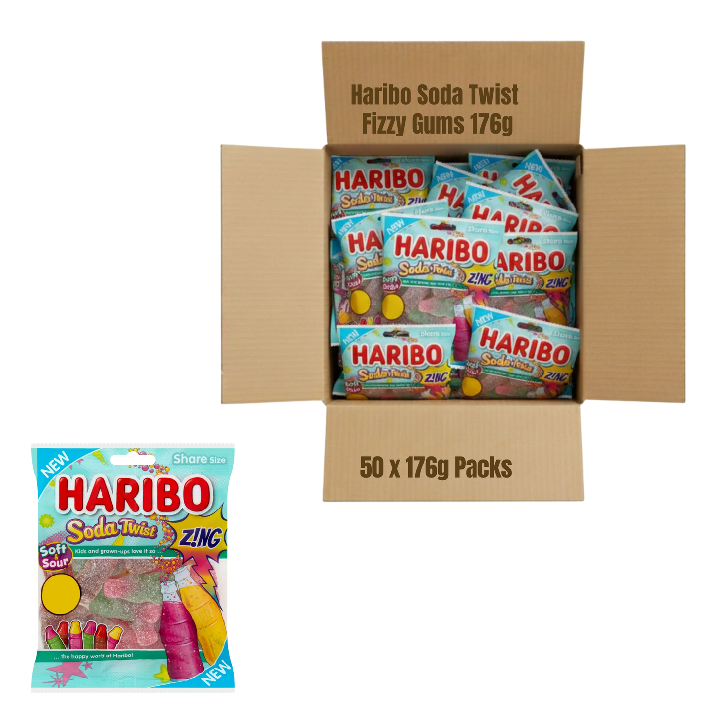 Chewy sour twists candy for parties and sharing