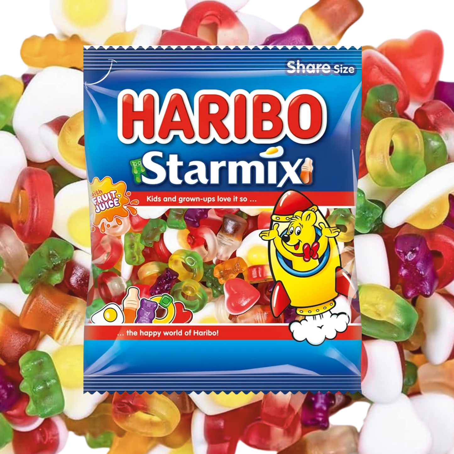 Pack of nine snack size gummy sweet bags