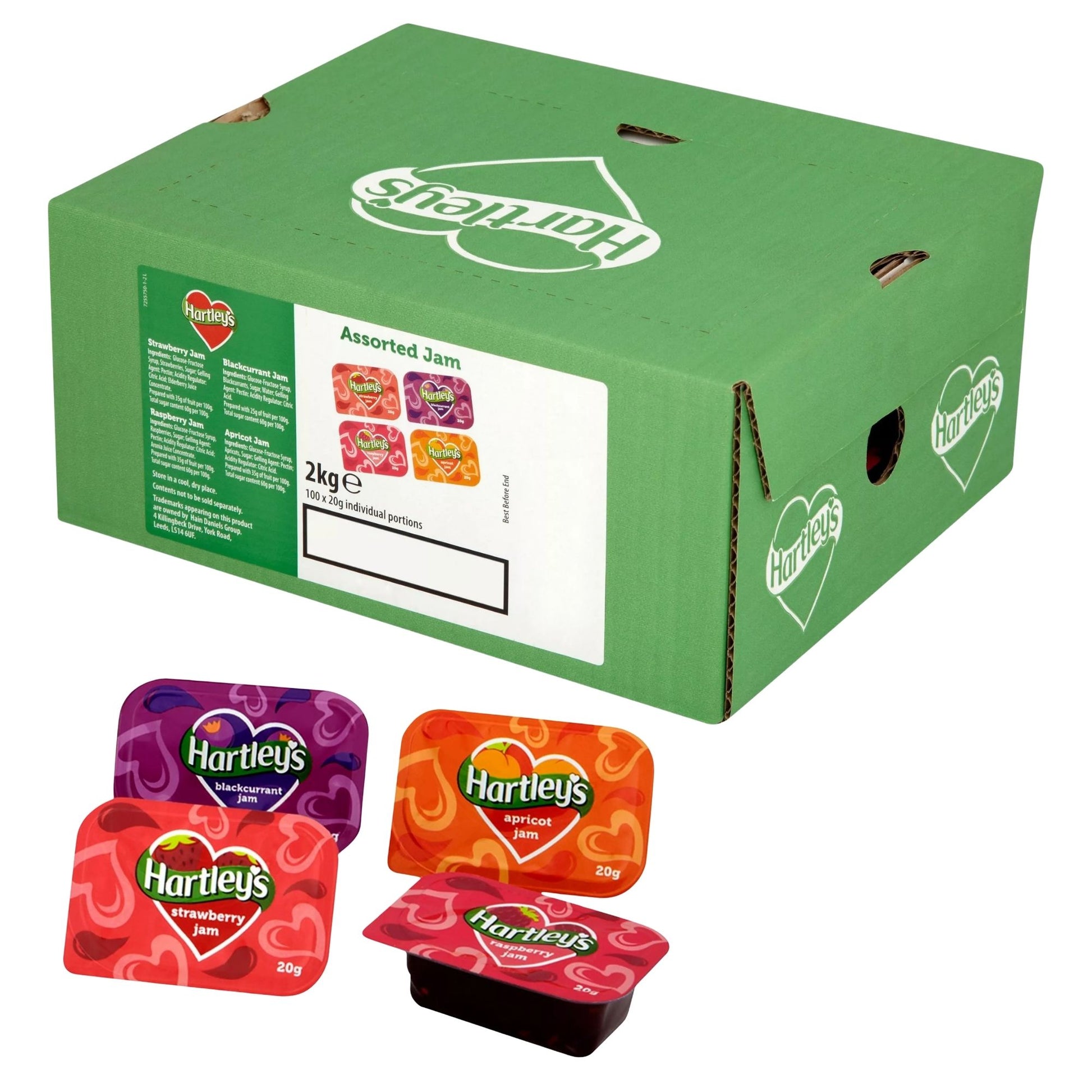 Hartleys Assorted Jam Portions 100x20g variety catering pack