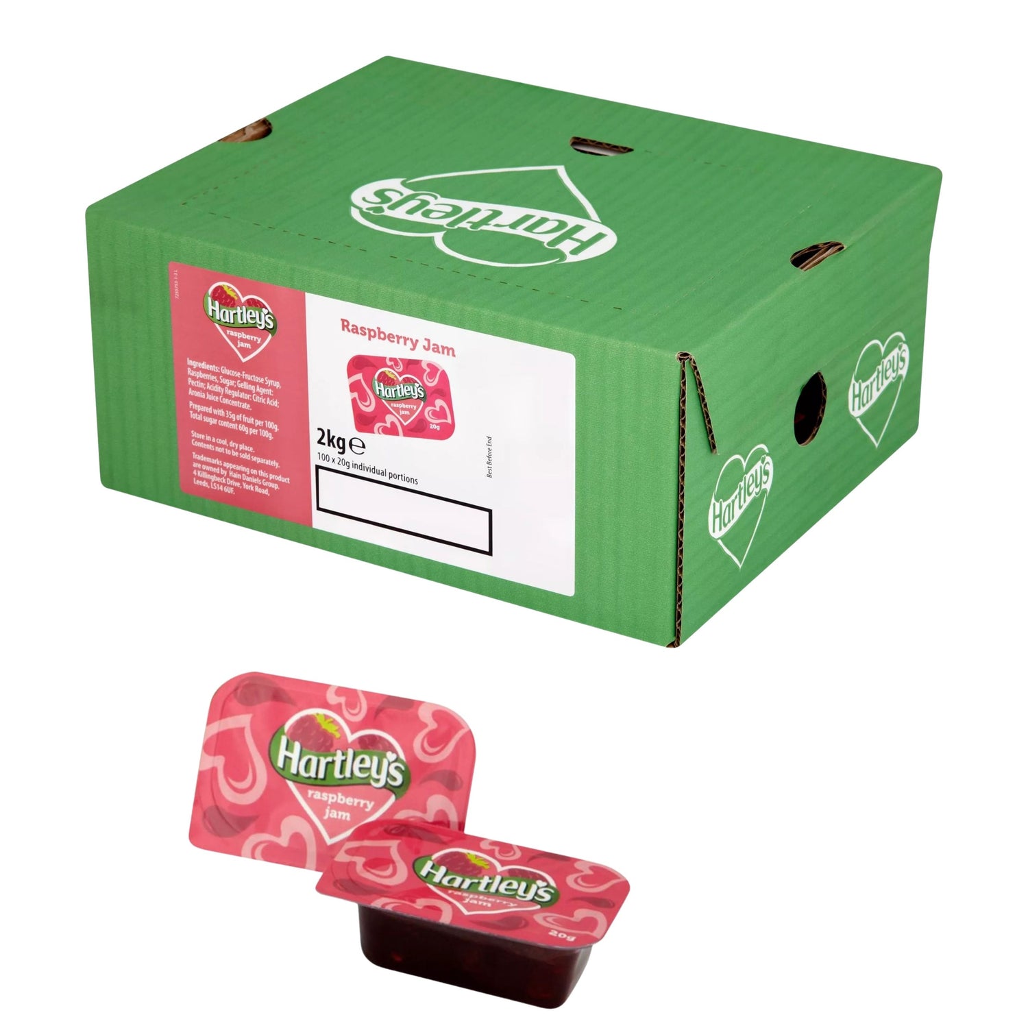 Hartleys Raspberry Jam Portions 100x20g bulk catering pack