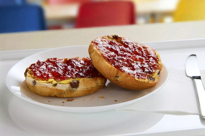 Blackcurrant strawberry raspberry and apricot jam servings