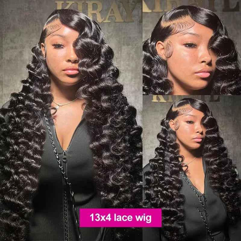 HD Swiss lace frontal deep wave wig for women