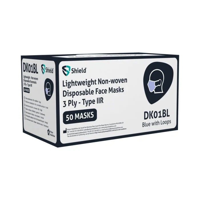 PH Shield Blue Type IIR Surgical Face Masks Pack of 50