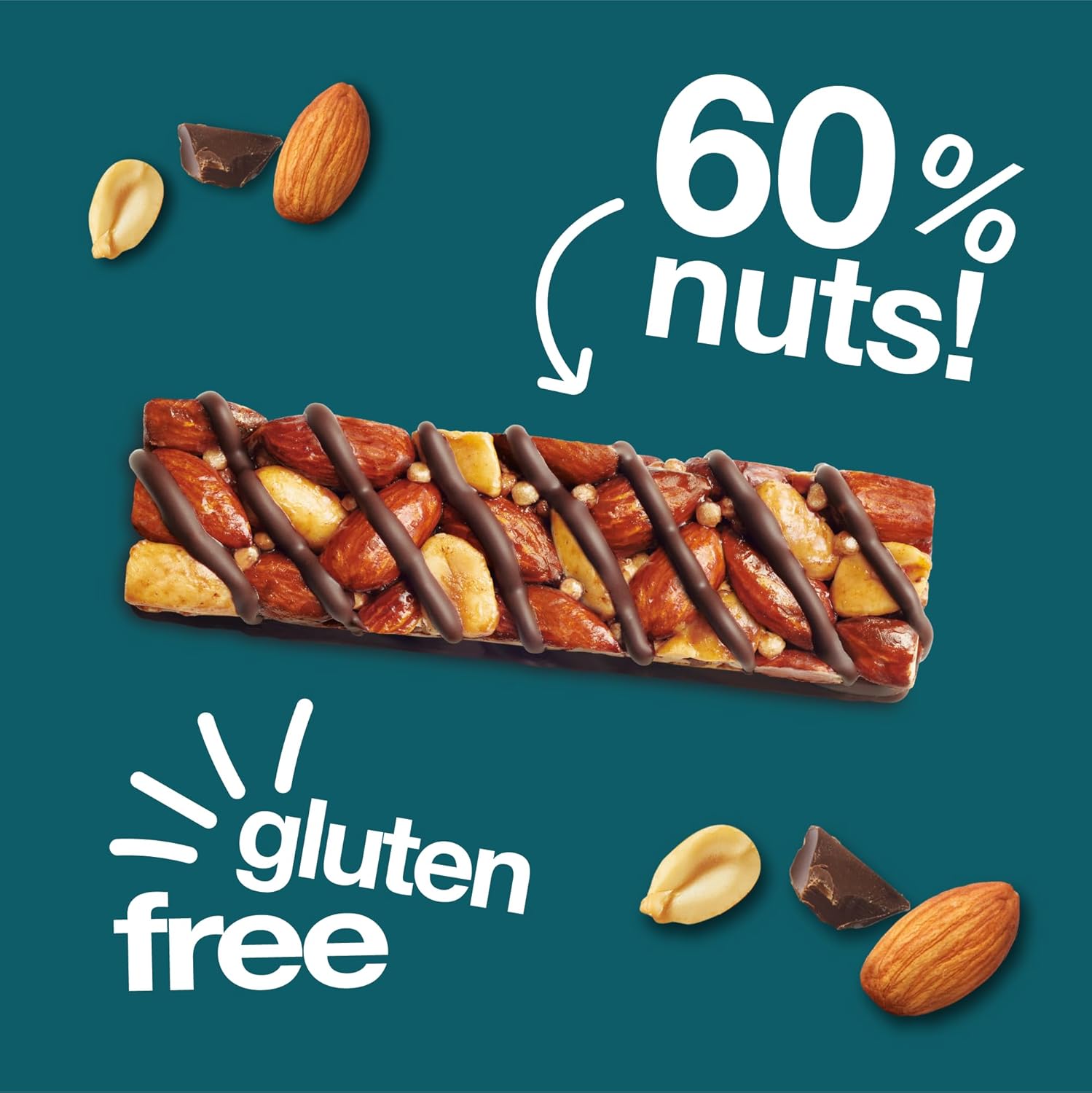 High fibre snack bars made with dark chocolate, nuts, and sea salt