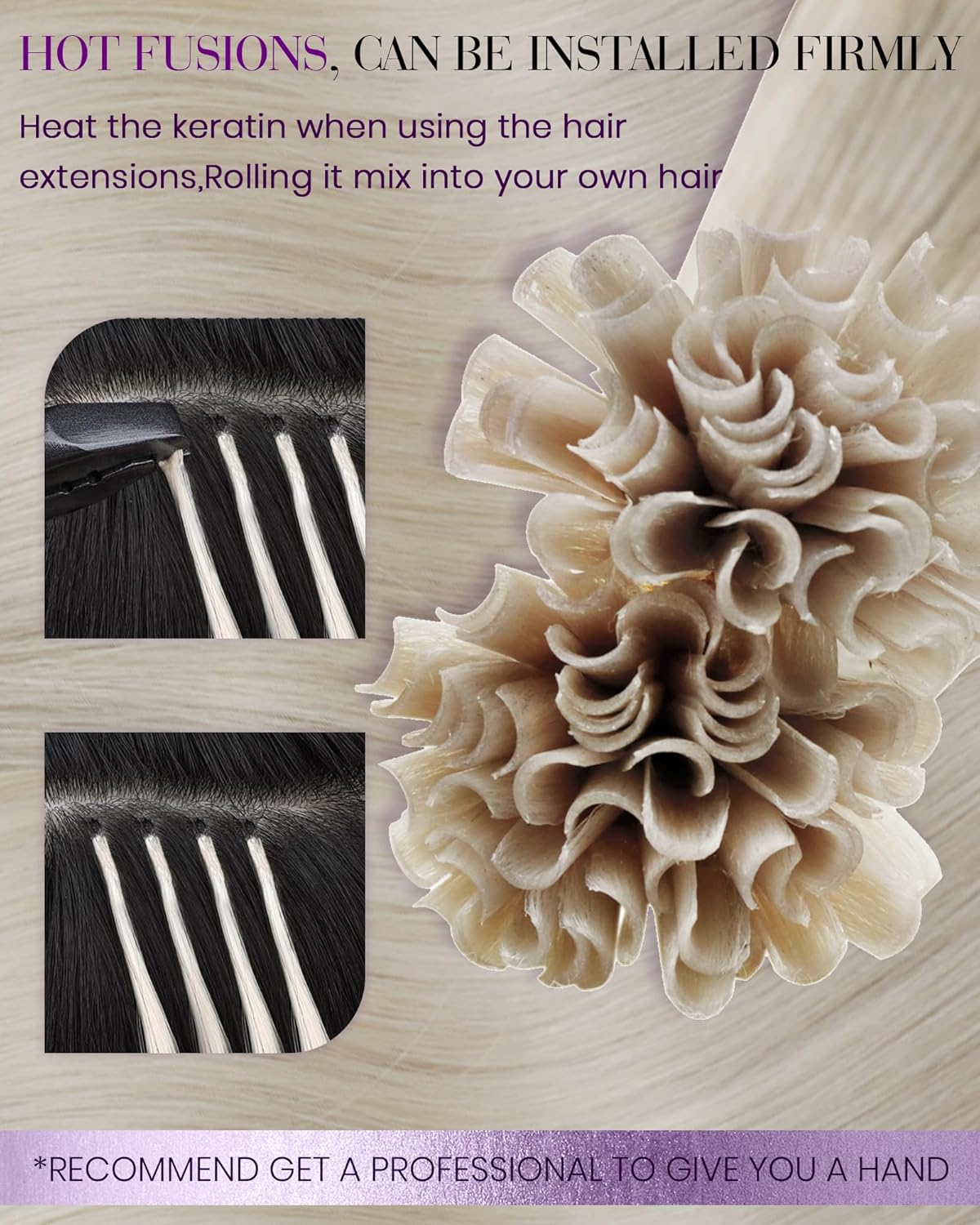 Blonde heat fusion hair extensions human hair