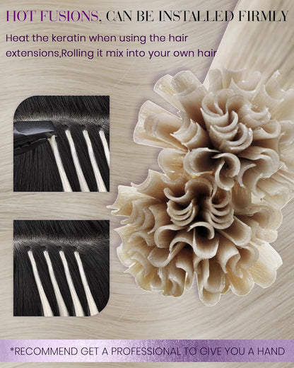 Blonde heat fusion hair extensions human hair