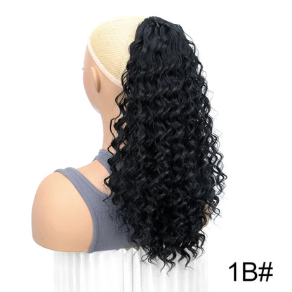 Synthetic heat resistant afro puff hairpiece