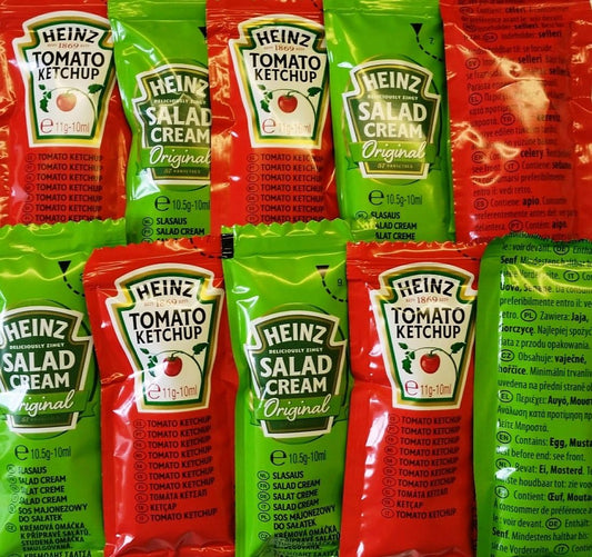 heinz selection box ketchup and salad cream sachets 24 pack

