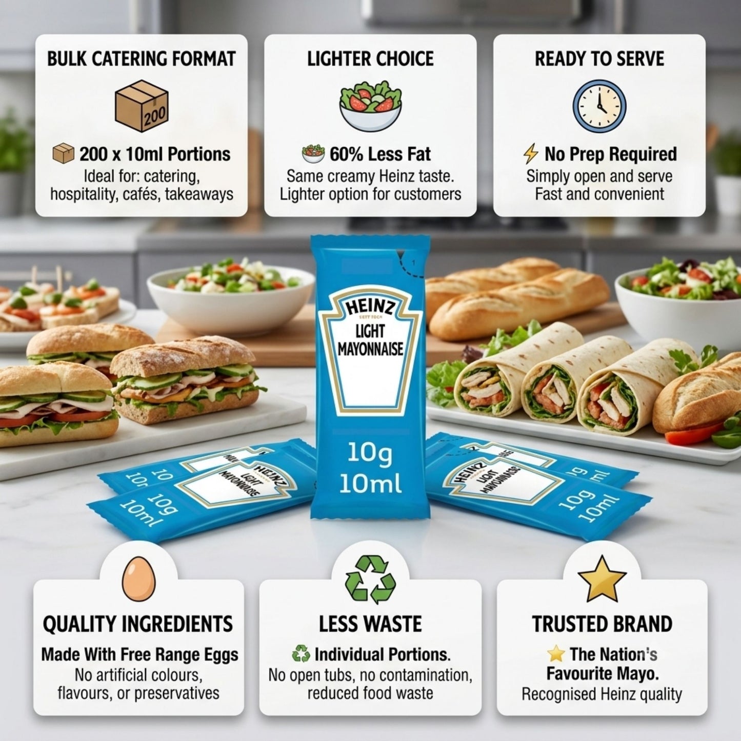 Bulk pack of Heinz light mayonnaise sachets