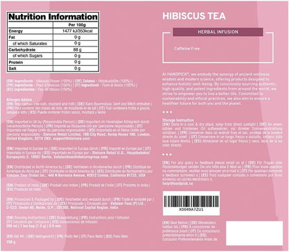 Herbal hibiscus tea bags with pure dried petals