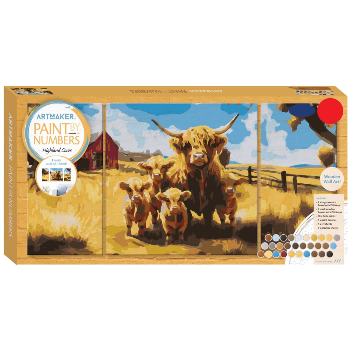 Paint by numbers kit featuring Highland Cow wall artwork