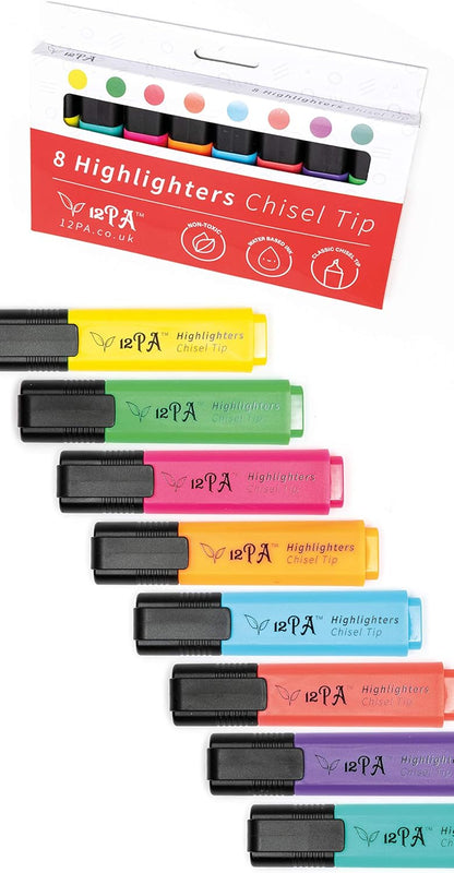 Smudge-resistant highlighters with bright ink