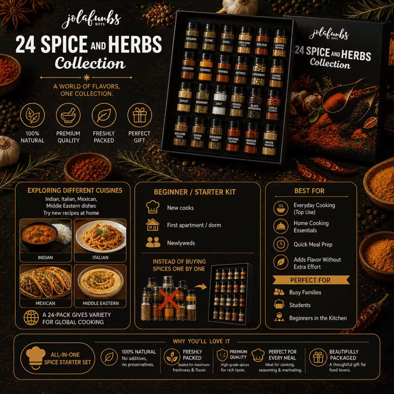 Kitchen flavour variety set with herbs spices and rub blends