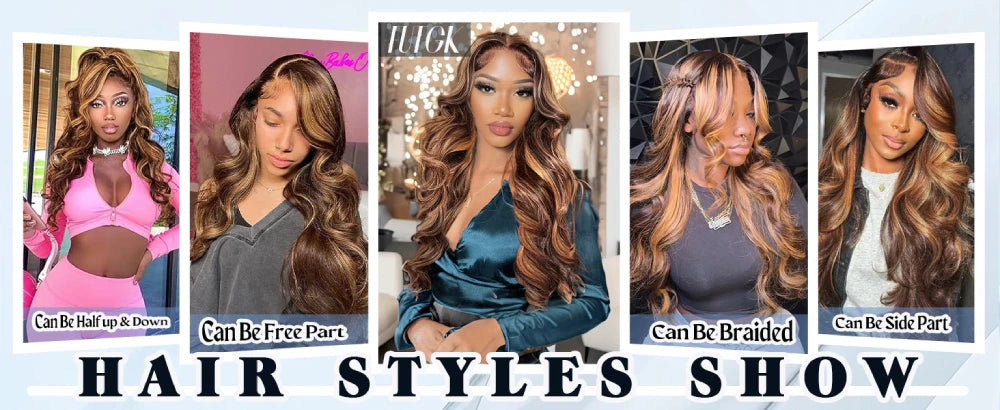 Body wave human hair wig P4/27 highlight 38 inch 180 density lace