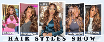 Body wave human hair wig P4/27 highlight 38 inch 180 density lace