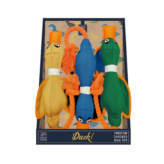 House of Paws duck dog toys 3 pack with squeaker