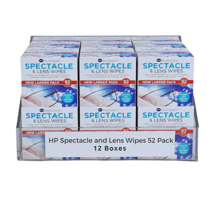 HP Spectacle and Lens Wipes 52pk 12 Box for glasses and optical devices