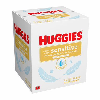 Huggies Plastic Free Extra Care Baby Wipes 8 x 48 Wipes