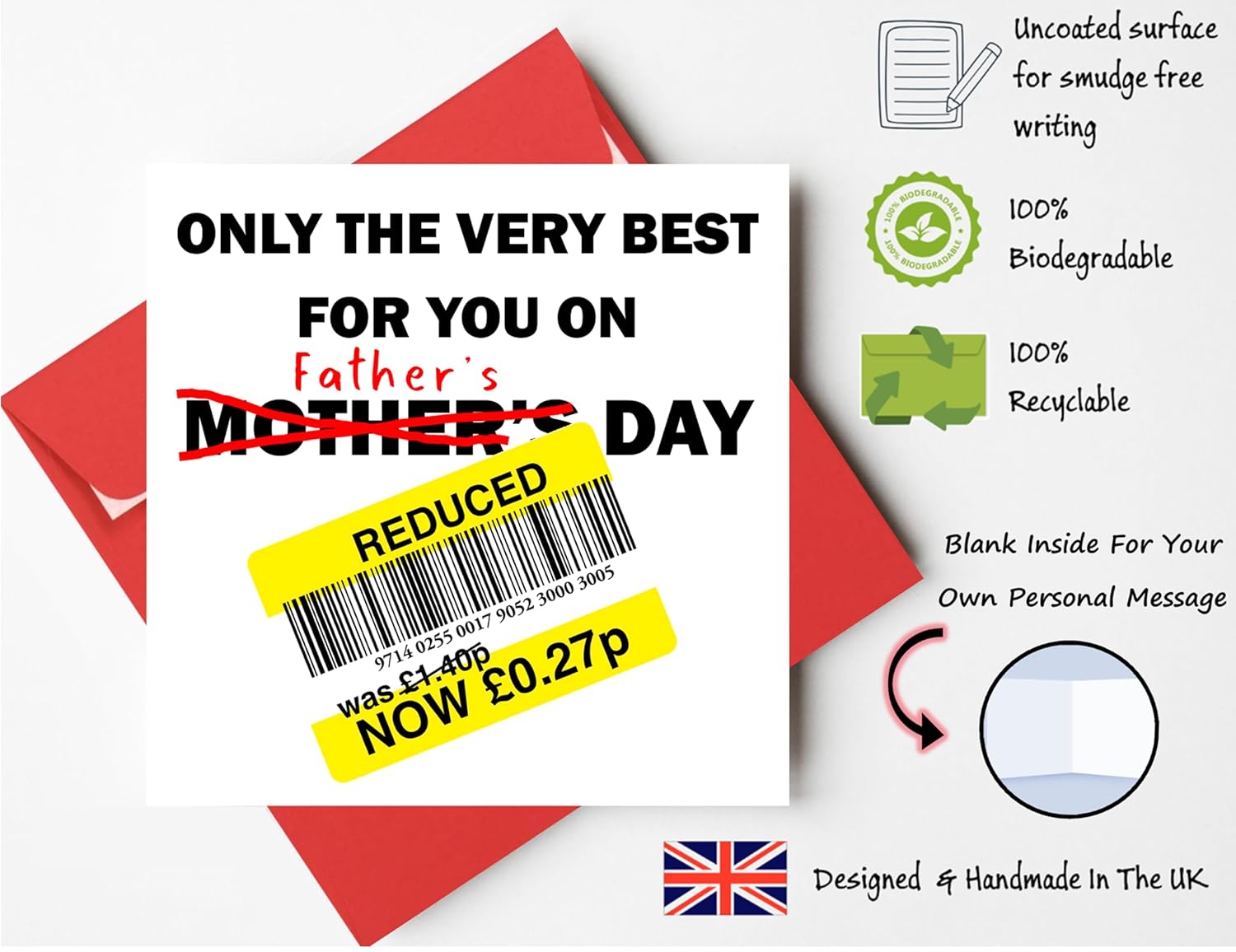 Funny Father’s Day card from son or daughter with bold humour — perfect for playful fathers day presents for Dad