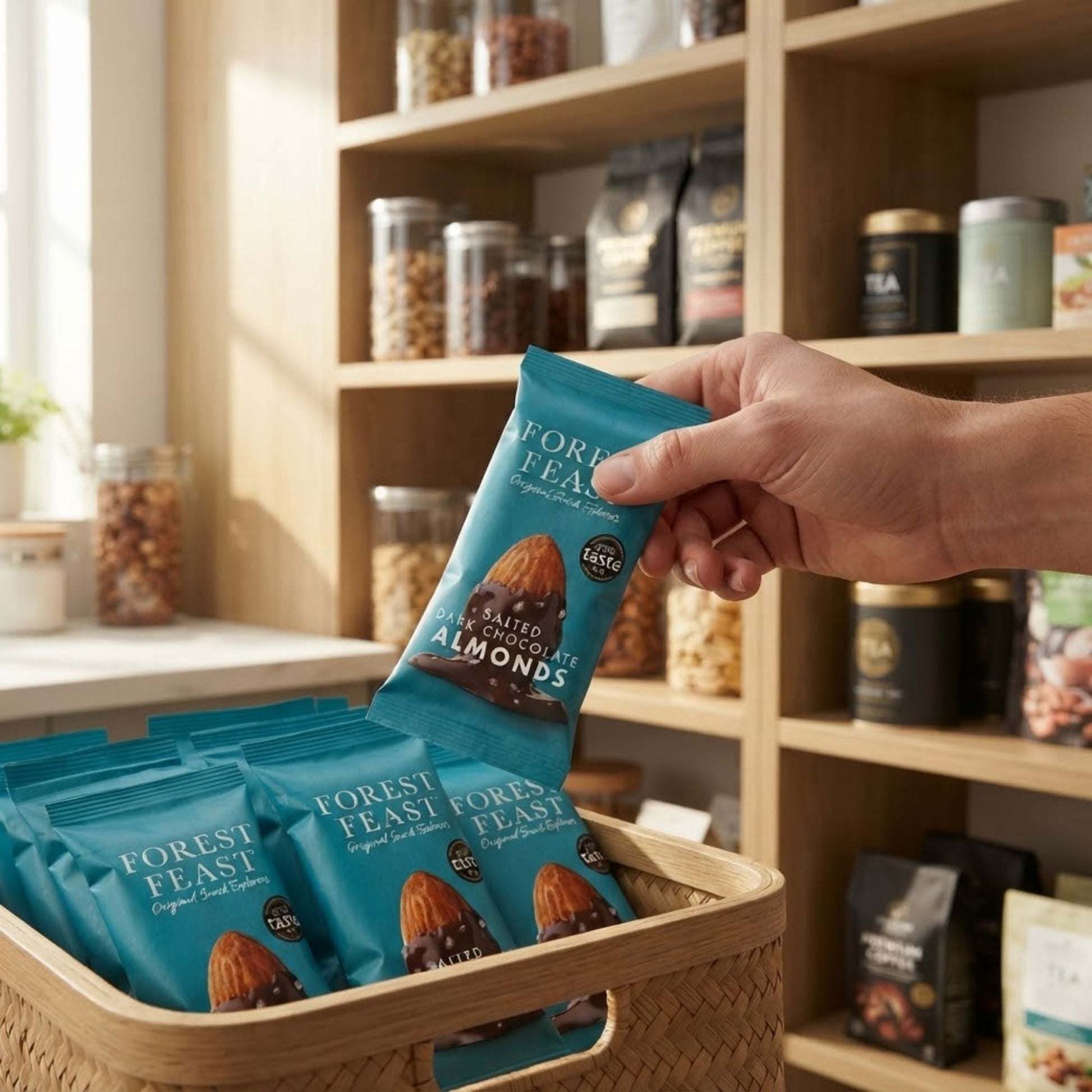 Premium dark chocolate almond treats