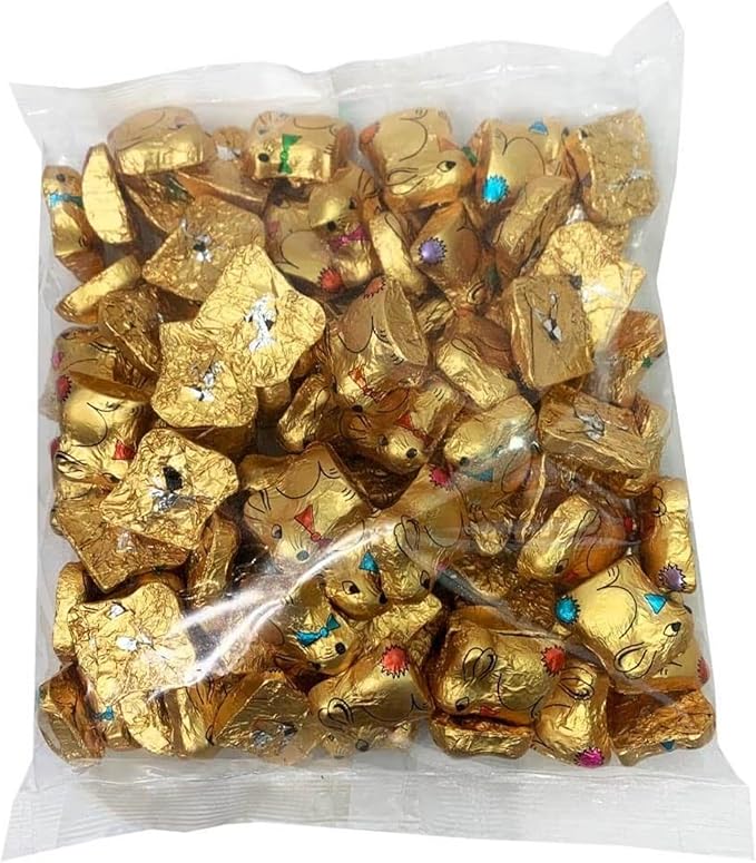 Gold foil wrapped chocolate bunny party treats