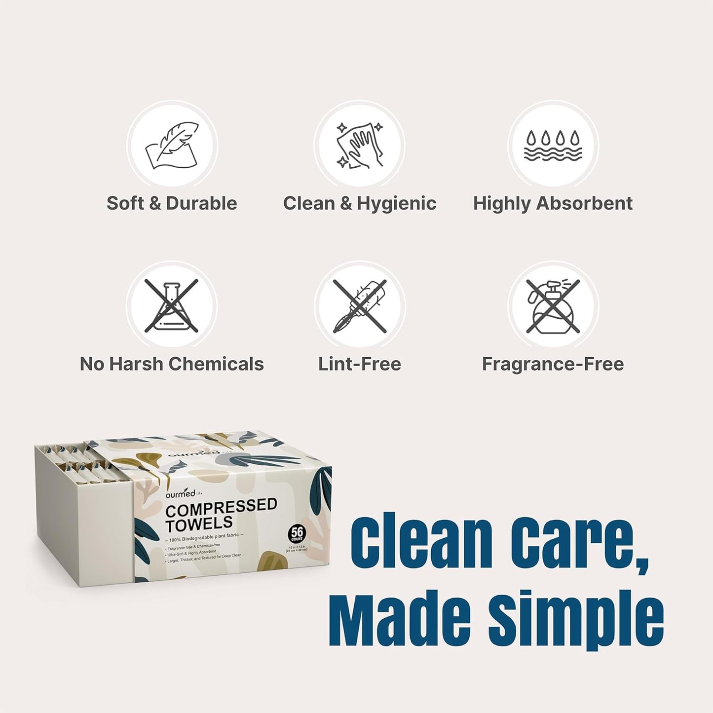 Water activated compressed washcloths for skincare