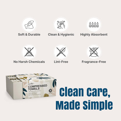 Water activated compressed washcloths for skincare